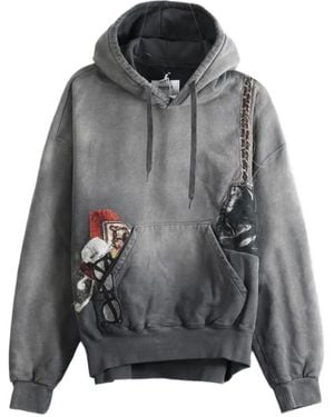 Doublet Twister Faded Patch-Detail Hoodie - Grey