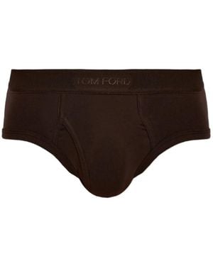 Tom Ford Slip Mit Logo-Bund - Braun