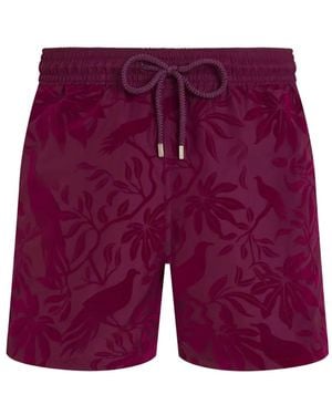 Vilebrequin Floral-Print Drawstring Swim Shorts - Purple