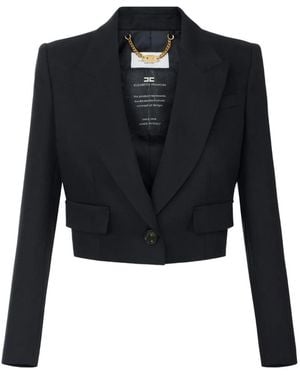 Elisabetta Franchi Wool Cropped Jacket - Blue