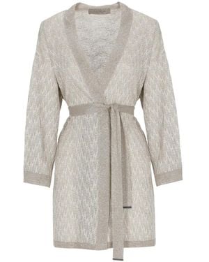 D.exterior Cardigan Im Metallic-Look - Weiß