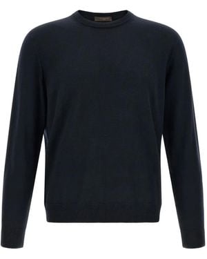 Zanone Giro Ribbed-Trim Jumper - Blue