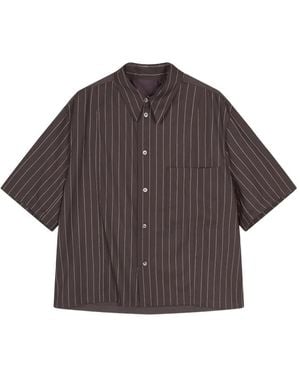 CROQUIS Camicia Gessata A Maniche Corte - Marrone