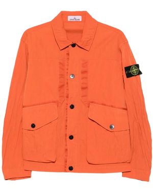 Stone Island Logo-Patch Shirt Jacket - Orange