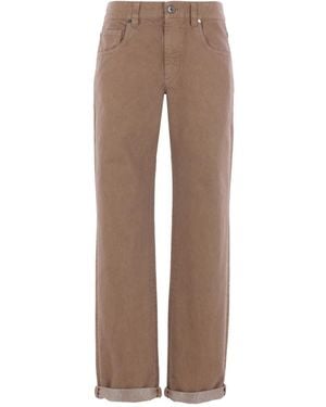 Brunello Cucinelli Logo-Patch Jeans - Brown