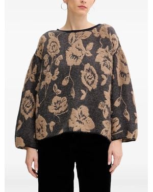 Liviana Conti Maissa Floral-Intarsia Cardigan - Black