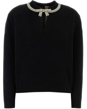 Valentino Garavani Embroidered Wool Jumper - Black