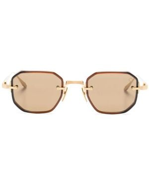 Akoni Juno-Two Geometric-Frame Sunglasses - Natural
