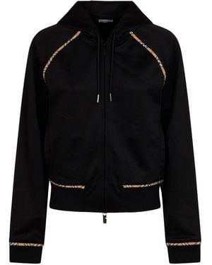 Burberry Hoodie Mit Kariertem Besatz - Schwarz