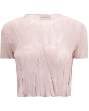 GONGDID DESIGN Pleated Crop Top - Pink