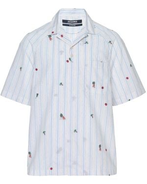 Jacquemus Striped Embroidered Shirt - White