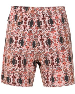Amir Slama Graphic-Print Concealed-Fastening Shorts - Red