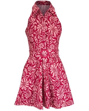 Veronica Beard Beau フローラル ベルテッド ドレス - レッド