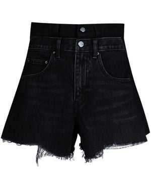 JNBY Raw-Cut Asymmetric Denim Shorts - Black