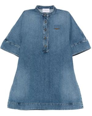 Givenchy Embroidered Button-Placket Mini Dress - Blue