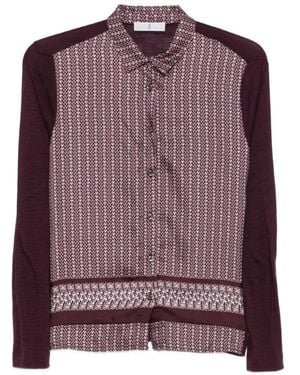 Whyci Geometric-Print Long-Sleeve Shirt - Purple