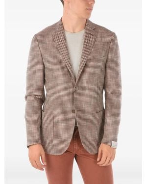 Corneliani Pied-De-Poule Single-Breasted Blazer - Brown