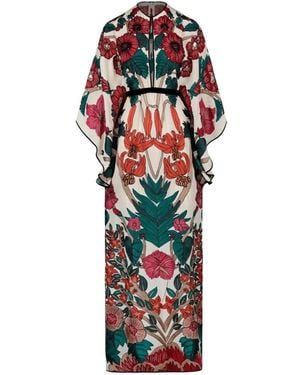 Johanna Ortiz Papillon Floral-Print Silk Maxi Dress - White