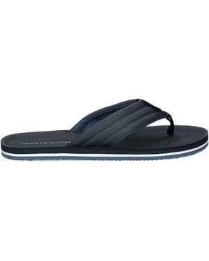 Tommy Hilfiger Striped Perforated Flip-Flops - Blue