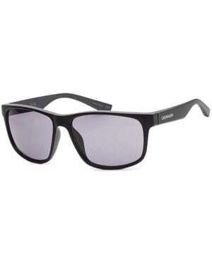 Calvin Klein Matte Sonnenbrille Mit Eckigem Gestell - Grau