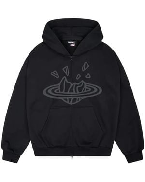 BROKEN PLANET Zip-Up Graphic Hoodie - Blue