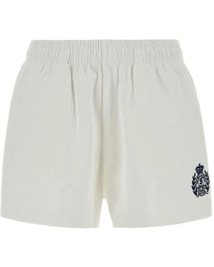 Sporty & Rich Ny Crest Embroidered Disco Shorts - White