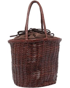 Dragon Diffusion Small Braided-leather Bucket Bag - ブラウン