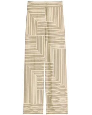 JOSEPH Dijon Geometric-Print Silk Trousers - Natural
