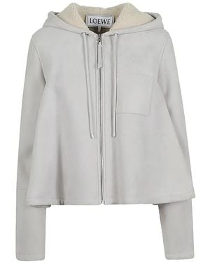 Loewe Leather Hooded Jacket - Gray