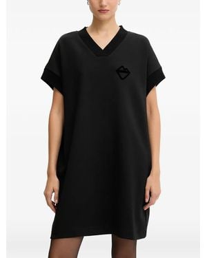 Iceberg V-Neck Logo Mini Dress - Black