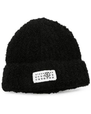 MM6 by Maison Margiela Logo-Patch Beanie Hat - Black
