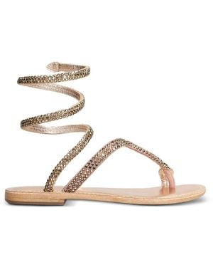 Fusion Crystal-Embellished Wrap-Around Sandals - Natural