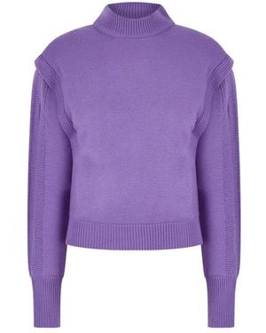 Alberta Ferretti Ruffled High-Neck Sweater - Purple