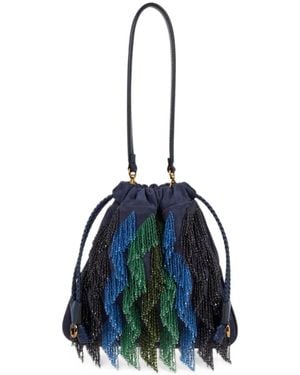 Etro Small Suede Kalispera Bag With Multicoloured Beads - Blue