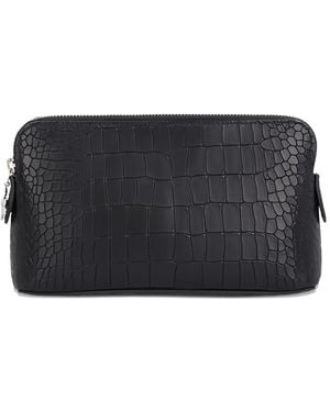 Longchamp Crocodile-embossed zip clutch bag - Schwarz