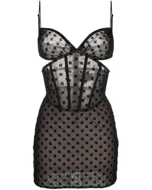 MISBHV Monogram-Pattern Corset Minidress - Black