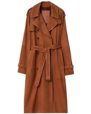 Burberry Suede Trench Coat - Brown