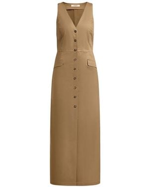 12 STOREEZ Button-Up Sleeveless Maxi Dress - Natural
