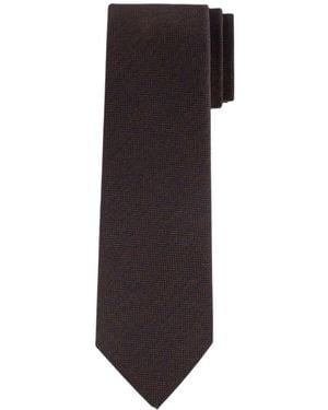 Brioni Herringbone-Pattern Tie - Brown
