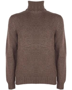 Fedeli Roll-Neck Stockinette-Stitch Jumper - Brown