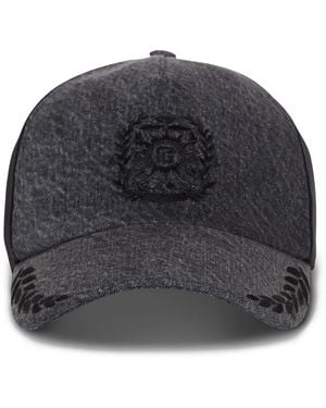 Balmain Cappello Da Baseball Denim Con Ricamo Écusson - Grigio