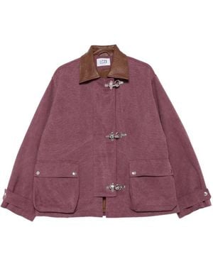 LC23 Lobster-Fastening Contrasting-Collar Jacket - Purple