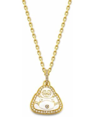 Buddha Mama Small Happy Buddha Diamond Pendant - Metallic