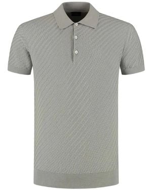 Brioni Gebreid Poloshirt Met Korte Mouwen - Grijs