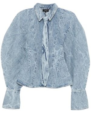 A.W.A.K.E. MODE Chemise En Jean À Manches Bouffantes - Bleu