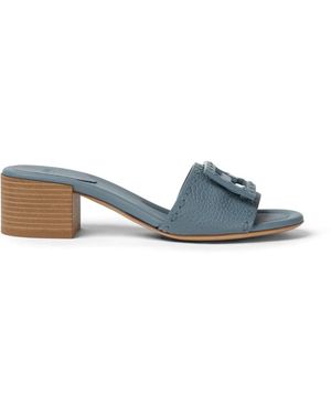 Fendi Baguette Leather Sandals - Blue