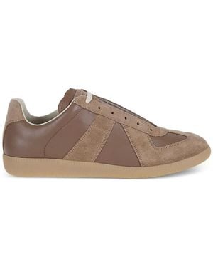 Maison Margiela Replica Panelled Leather Trainers - Brown