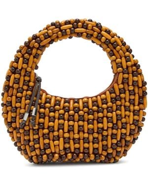 STAUD Reef Beaded Tote Bag - Brown