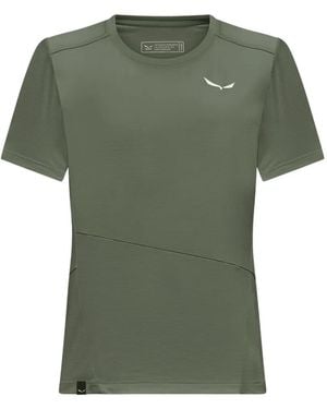 Salewa Puez Logo-Print Paneled T-Shirt - Green