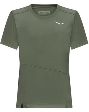 Salewa Puez Logo-Print Paneled T-Shirt - Green